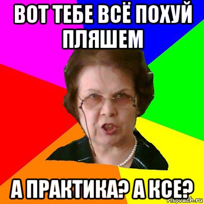 вот тебе всё похуй пляшем а практика? а ксе?, Мем Типичная училка