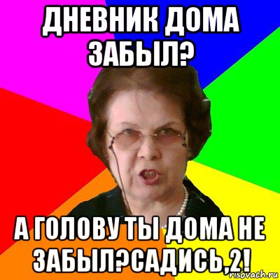 дневник дома забыл? а голову ты дома не забыл?садись,2!, Мем Типичная училка