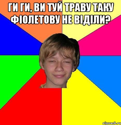 ги ги, ви туй траву таку фіолетову не віділи? , Мем Укуренный школьник