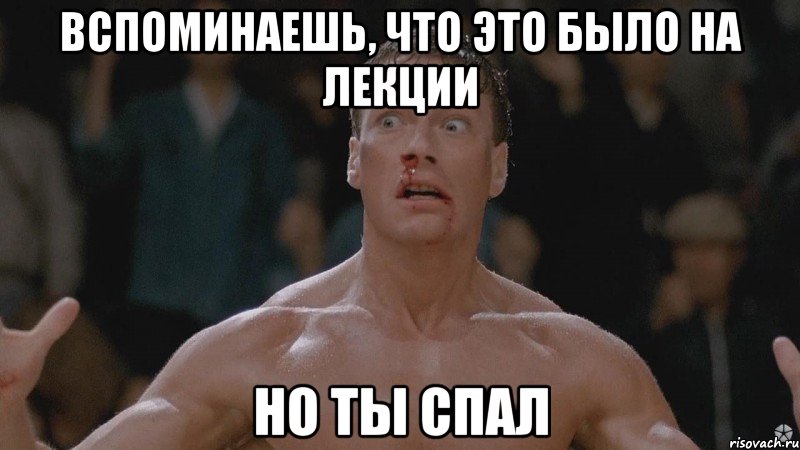 вспоминаешь, что это было на лекции но ты спал, Мем Вандам
