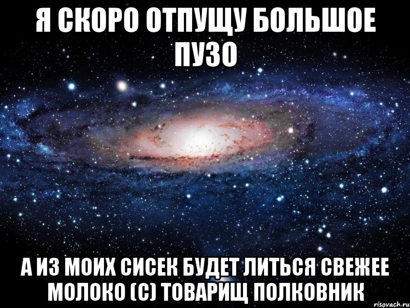 я скоро отпущу большое пузо а из моих сисек будет литься свежее молоко (с) товарищ полковник, Мем Вселенная