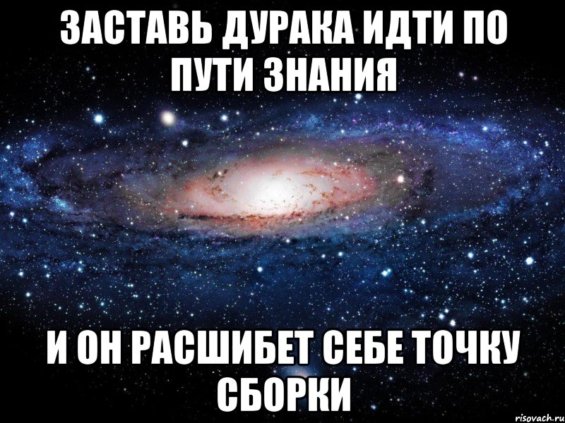 заставь дурака идти по пути знания и он расшибет себе точку сборки, Мем Вселенная