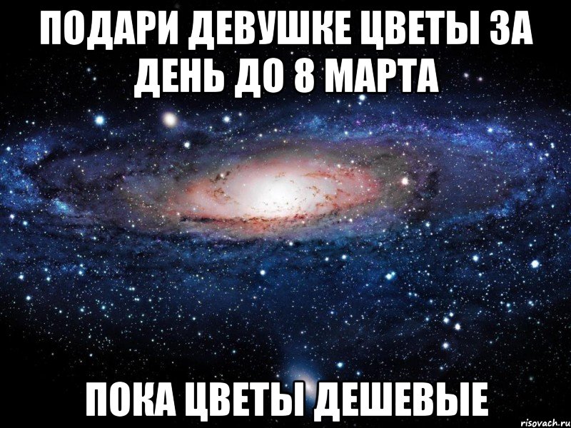 подари девушке цветы за день до 8 марта пока цветы дешевые, Мем Вселенная