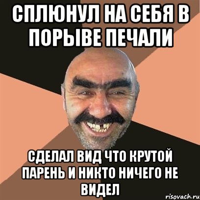 сплюнул на себя в порыве печали сделал вид что крутой парень и никто ничего не видел, Мем Я твой дом труба шатал