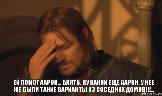 Ей помог Аарон... Блять, ну какой еще Аарон, у нее же были такие варианты из соседних домов!!!..., Мем Закрывает лицо