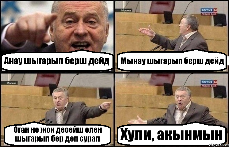 Анау шыгарып берш дейд Мынау шыгарып берш дейд Оган не жок десейш олен шыгарып бер деп сурап Хули, акынмын, Комикс Жириновский