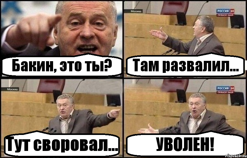 Бакин, это ты? Там развалил... Тут своровал... УВОЛЕН!, Комикс Жириновский