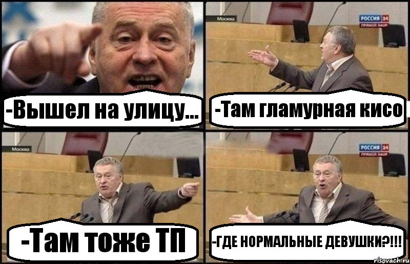 -Вышел на улицу... -Там гламурная кисо -Там тоже ТП -ГДЕ НОРМАЛЬНЫЕ ДЕВУШКИ?!!!, Комикс Жириновский