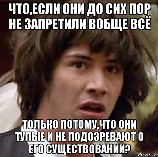 что,если они до сих пор не запретили вобще всё только потому,что они тупые и не подозревают о его существовании?, Мем А что если (Киану Ривз)