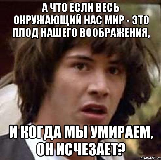 а что если весь окружающий нас мир - это плод нашего воображения, и когда мы умираем, он исчезает?, Мем А что если (Киану Ривз)