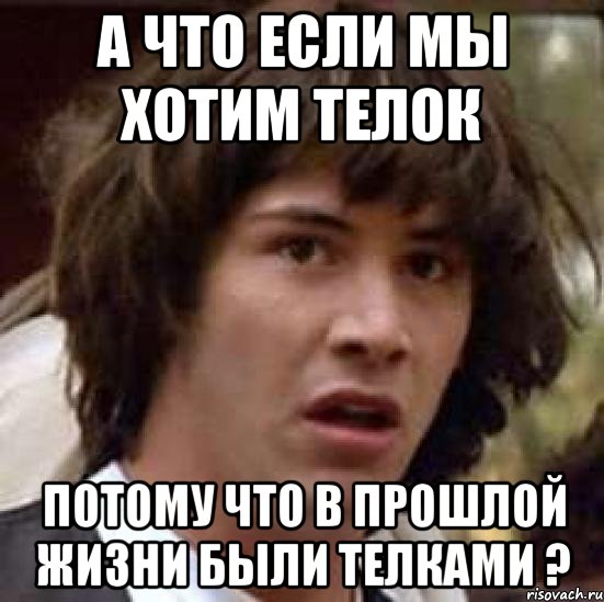 а что если мы хотим телок потому что в прошлой жизни были телками ?, Мем А что если (Киану Ривз)