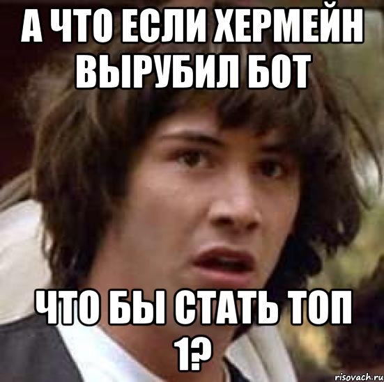 а что если хермейн вырубил бот что бы стать топ 1?, Мем А что если (Киану Ривз)