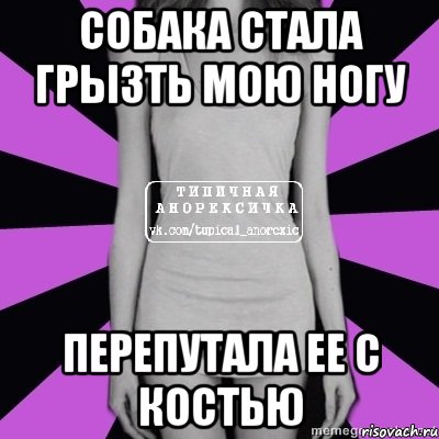 собака стала грызть мою ногу перепутала ее с костью, Мем Типичная анорексичка