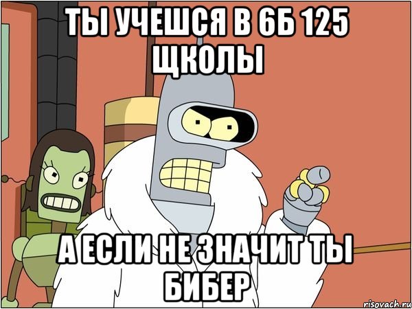 ты учешся в 6б 125 щколы а если не значит ты бибер