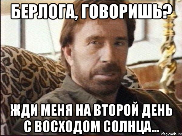 берлога, говоришь? жди меня на второй день с восходом солнца...