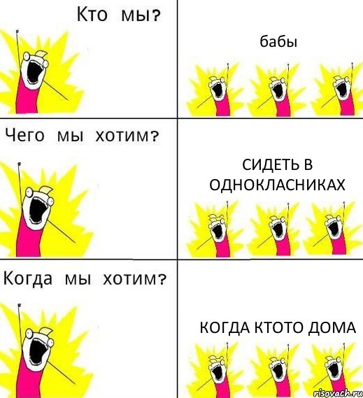 бабы сидеть в однокласниках когда ктото дома, Комикс Что мы хотим