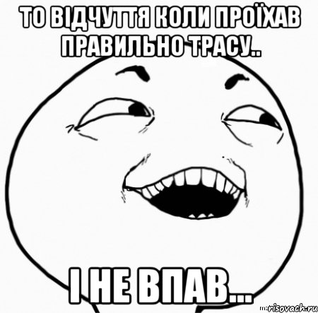 то відчуття коли проїхав правильно трасу.. і не впав..., Мем Дааа