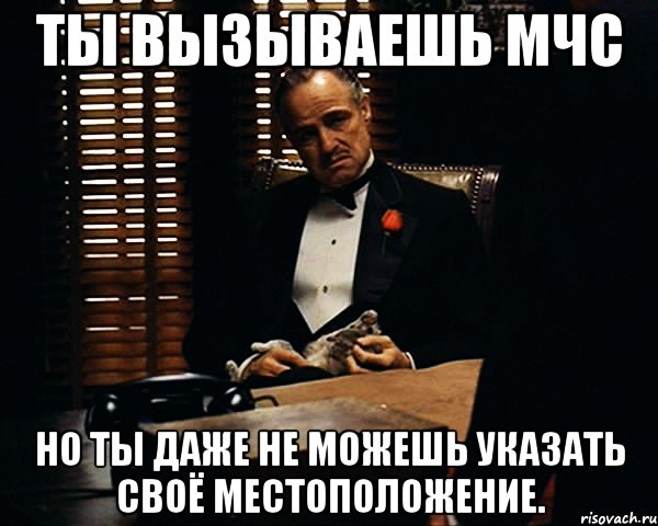 ты вызываешь мчс но ты даже не можешь указать своё местоположение., Мем Дон Вито Корлеоне