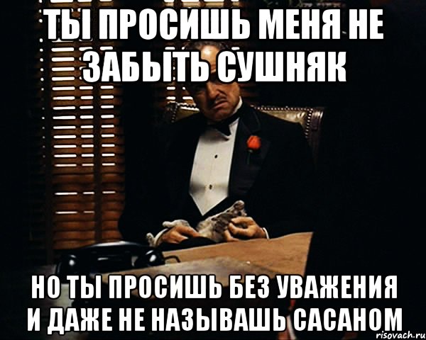 ты просишь меня не забыть сушняк но ты просишь без уважения и даже не называшь сасаном