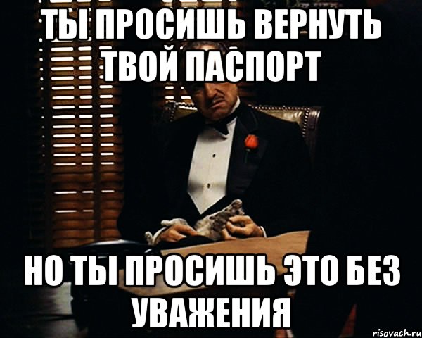 ты просишь вернуть твой паспорт но ты просишь это без уважения, Мем Дон Вито Корлеоне