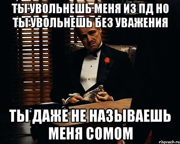 ты увольнешь меня из пд но ты увольнешь без уважения ты даже не называешь меня сомом, Мем Дон Вито Корлеоне