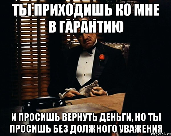 ты приходишь ко мне в гарантию и просишь вернуть деньги, но ты просишь без должного уважения