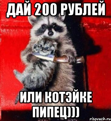 дай 200 рублей или котэйке пипец)))