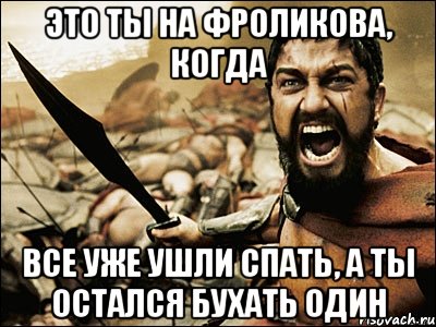 это ты на фроликова, когда все уже ушли спать, а ты остался бухать один, Мем Это Спарта