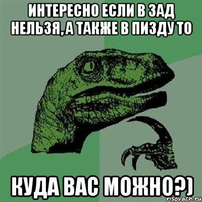 интересно если в зад нельзя, а также в пизду то куда вас можно?), Мем Филосораптор