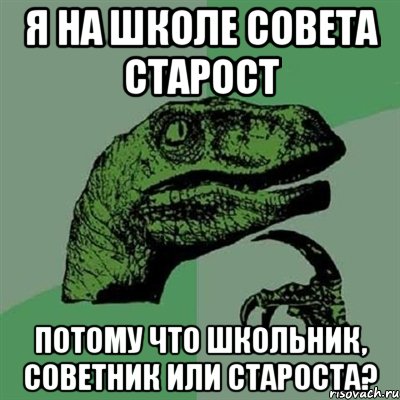 я на школе совета старост потому что школьник, советник или староста?, Мем Филосораптор