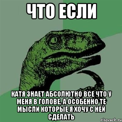 что если катя знает абсолютно все что у меня в голове, а особенно те мысли которые я хочу с ней сделать, Мем Филосораптор