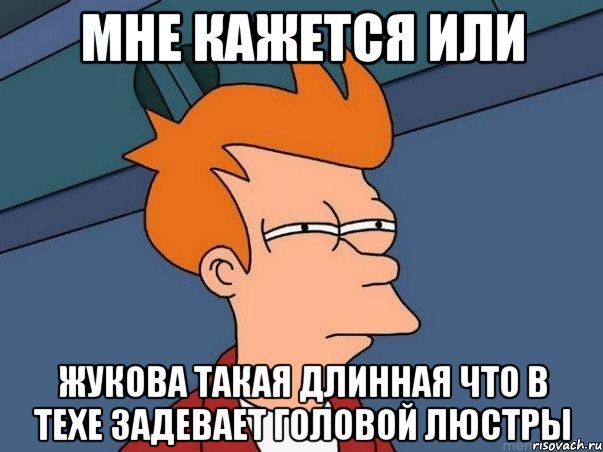 мне кажется или жукова такая длинная что в техе задевает головой люстры, Мем  Фрай (мне кажется или)