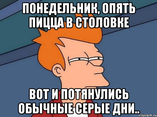 понедельник, опять пицца в столовке вот и потянулись обычные серые дни.., Мем  Фрай (мне кажется или)