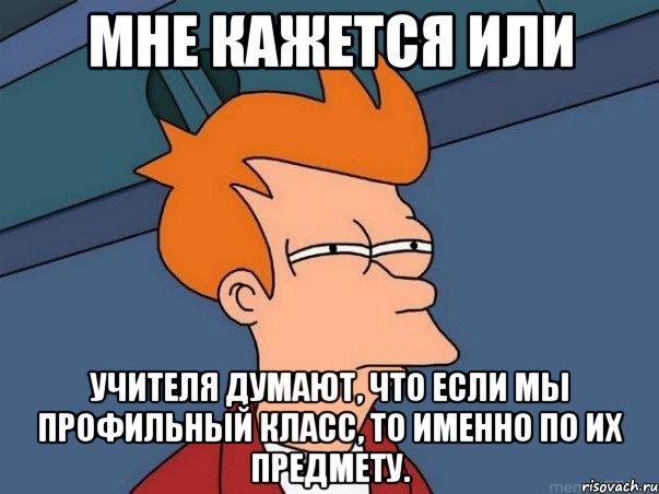 мне кажется или учителя думают, что если мы профильный класс, то именно по их предмету., Мем  Фрай (мне кажется или)