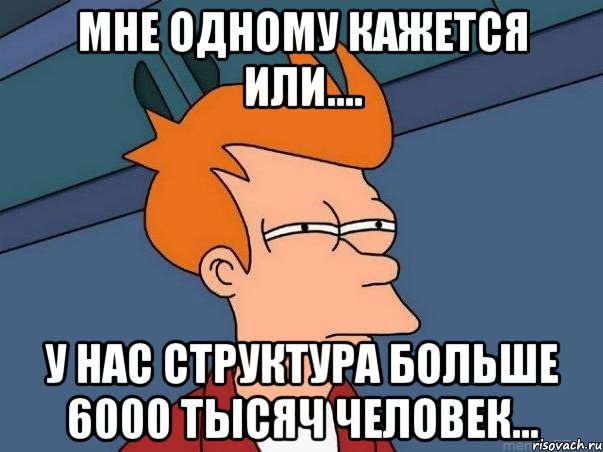 мне одному кажется или.... у нас структура больше 6000 тысяч человек..., Мем  Фрай (мне кажется или)