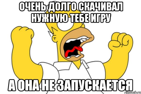 очень долго скачивал нужную тебе игру а она не запускается, Мем Разъяренный Гомер