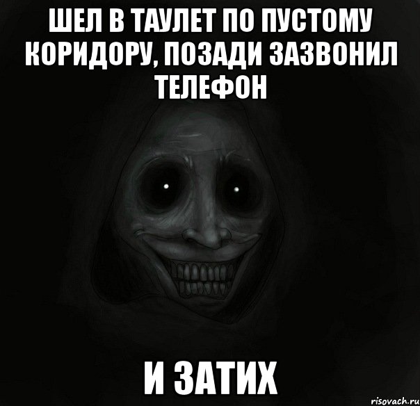 шел в таулет по пустому коридору, позади зазвонил телефон и затих