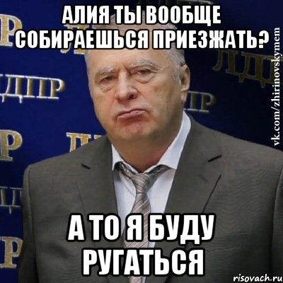 алия ты вообще собираешься приезжать? а то я буду ругаться, Мем Хватит это терпеть (Жириновский)