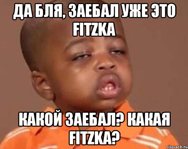 да бля, заебал уже это fitzka какой заебал? какая fitzka?, Мем  Какой пацан (негритенок)