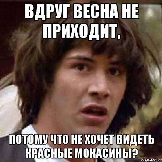 вдруг весна не приходит, потому что не хочет видеть красные мокасины?, Мем А что если (Киану Ривз)