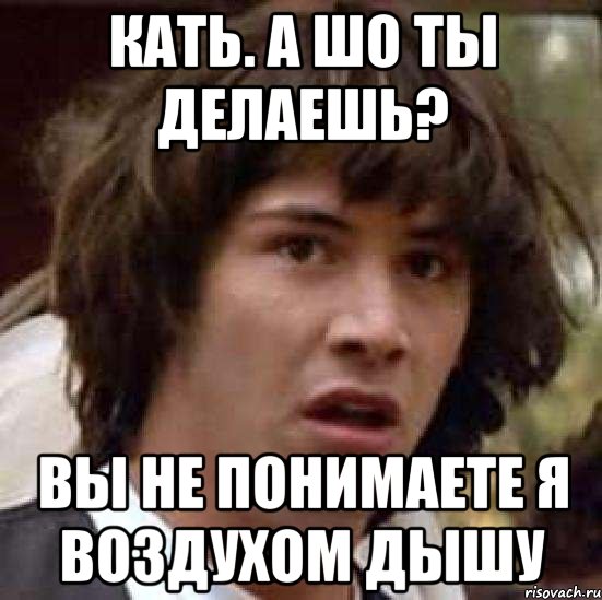 кать. а шо ты делаешь? вы не понимаете я воздухом дышу, Мем А что если (Киану Ривз)