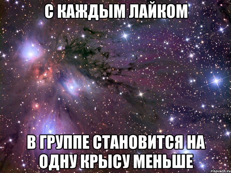 с каждым лайком в группе становится на одну крысу меньше, Мем Космос