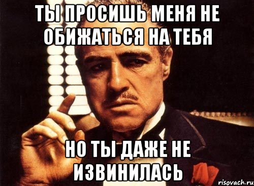 ты просишь меня не обижаться на тебя но ты даже не извинилась, Мем крестный отец