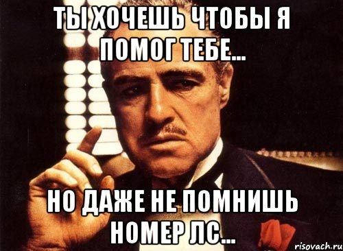 ты хочешь чтобы я помог тебе... но даже не помнишь номер лс..., Мем крестный отец