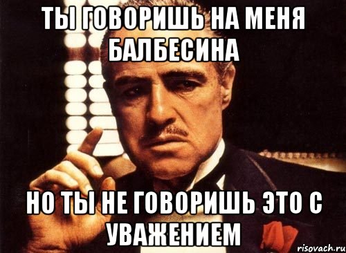 ты говоришь на меня балбесина но ты не говоришь это с уважением, Мем крестный отец