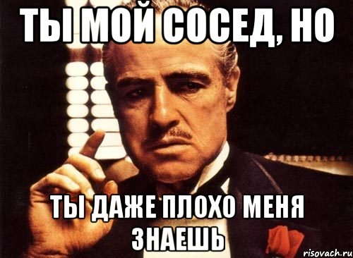 ты мой сосед, но ты даже плохо меня знаешь, Мем крестный отец