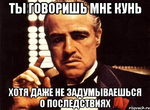 ты говоришь мне кунь хотя даже не задумываешься о последствиях, Мем крестный отец