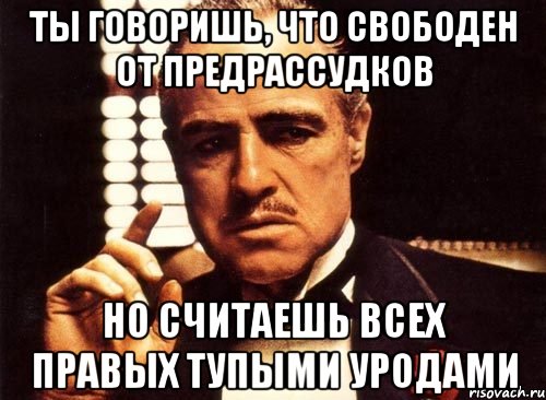 ты говоришь, что свободен от предрассудков но считаешь всех правых тупыми уродами, Мем крестный отец