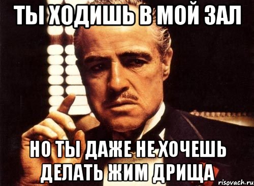 ты ходишь в мой зал но ты даже не хочешь делать жим дрища, Мем крестный отец