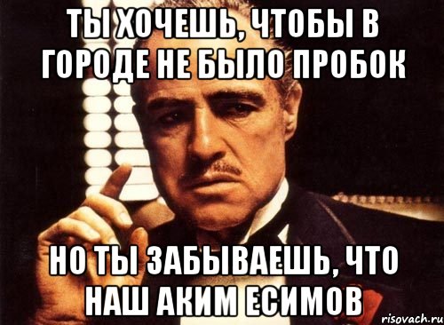 ты хочешь, чтобы в городе не было пробок но ты забываешь, что наш аким есимов, Мем крестный отец